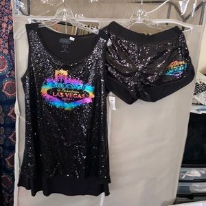 Sequin Las Vegas tank and short set